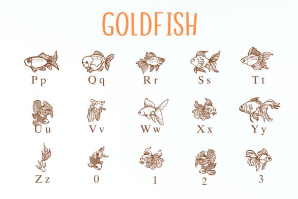 Gold Fish Font PNG with transparent background - Preview 2