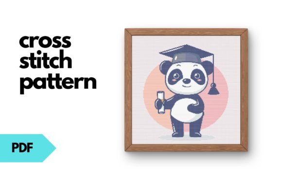Graduation Panda Cross Stitch Pattern