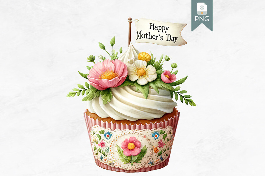 Happy Mother's Day Cupcake Clipart Graphic by Luv Bijou · Creative Fabrica