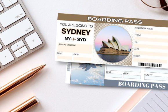 Sydney Travel Ticket Canva Template