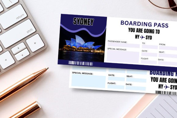 Sydney Travel Ticket Canva Template
