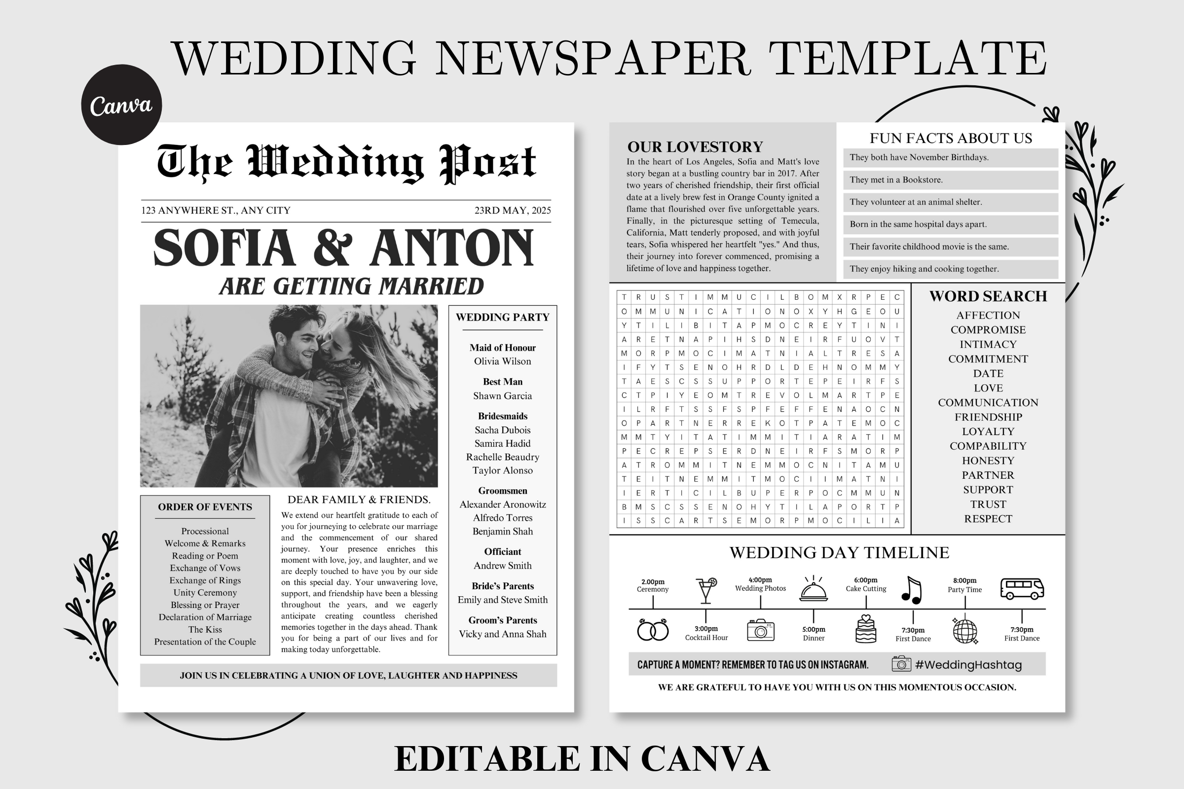Wedding Newspaper Program Newlywed News