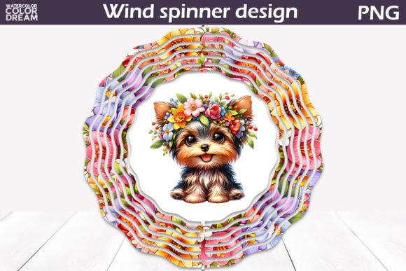 Yorkie wind spinner SVG for Glowforge laser cut garden gift and keychain