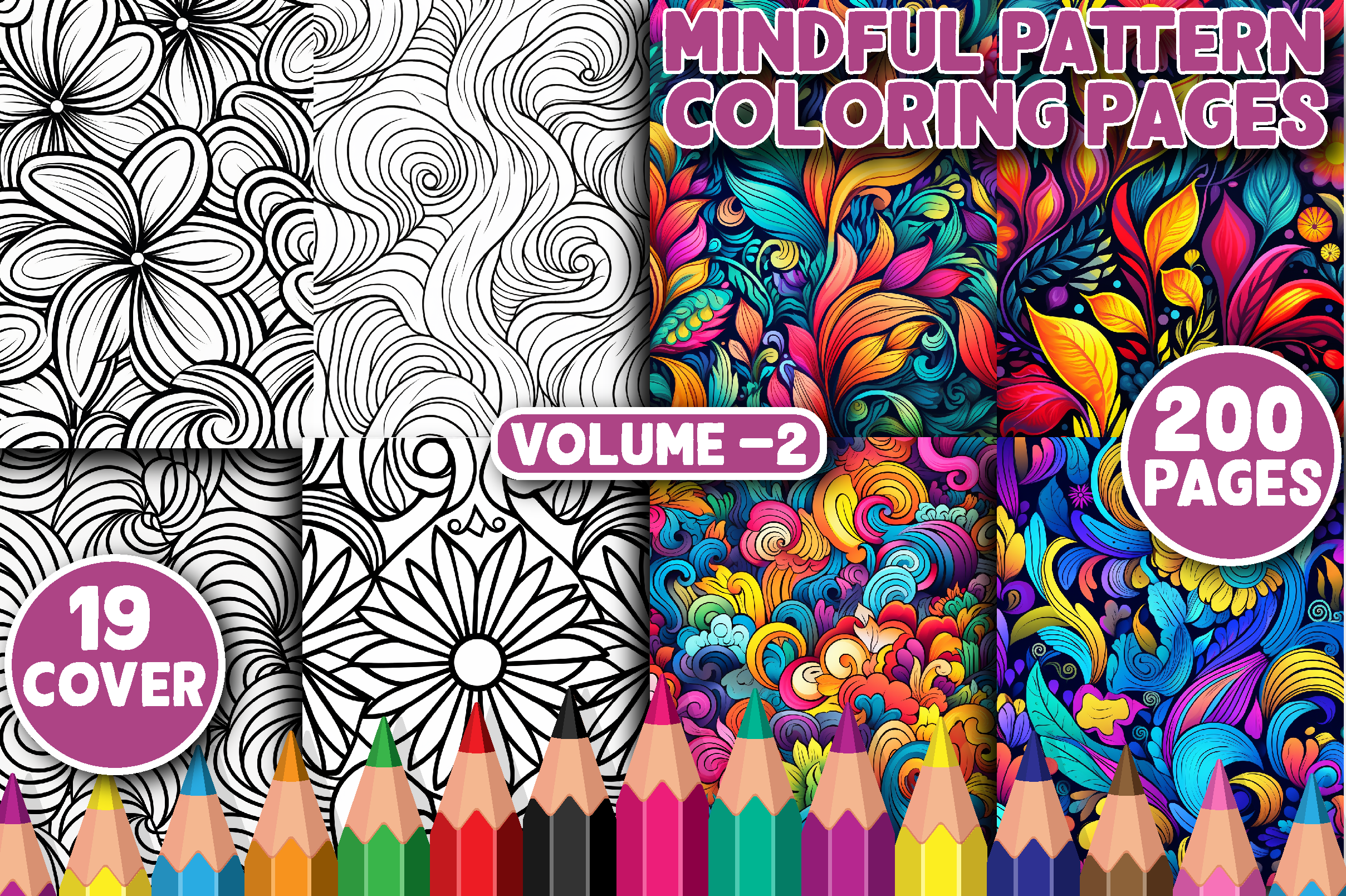 200 Mindful Pattern Coloring Pages V - 2