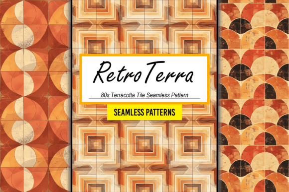 80s Terracotta Tile Seamless Pattern Art