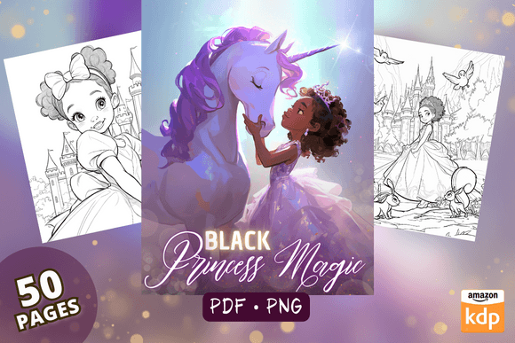Black Princess Magic - Coloring Pages