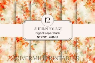 Fall Foliage Digital Paper Pack Graphic by Rivermill Embroidery ...