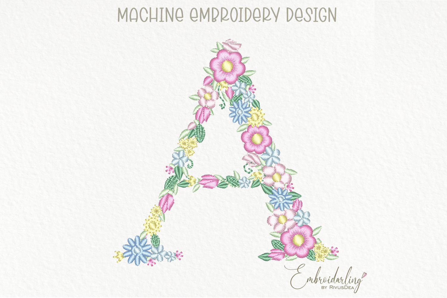 Floral Letter a Machine Embroidery
