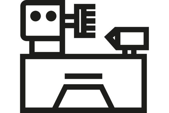 Lathe Line Icon. Manufacturing Plant, Mi