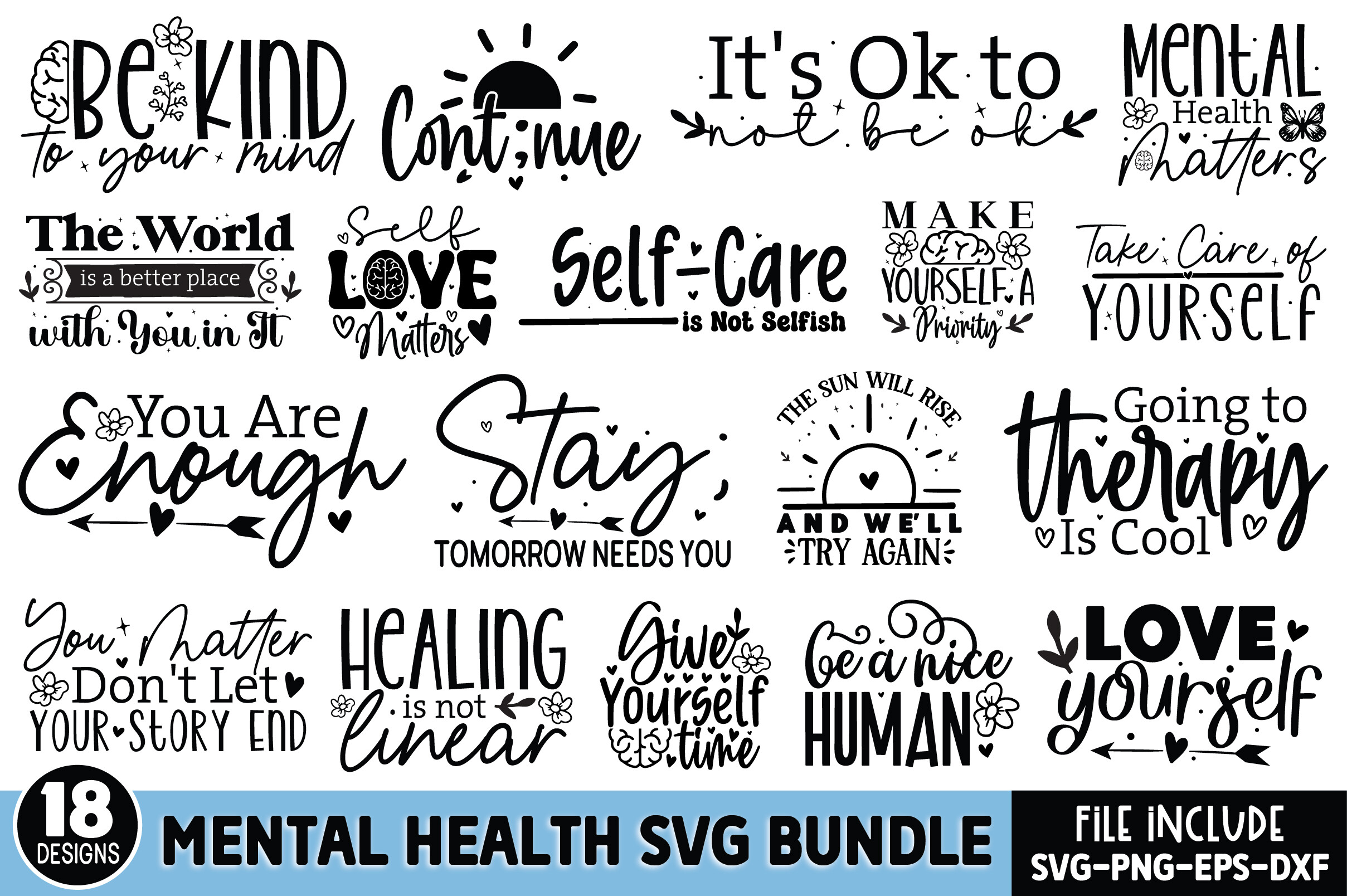 Mental Health SVG Bundle Graphic by crafthome · Creative Fabrica