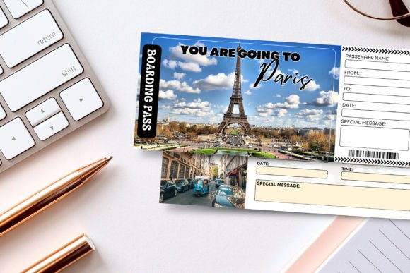 Paris Trip Digital Travel Ticket Canva