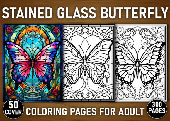 300 Stained Glass Butterfly Coloring Pages