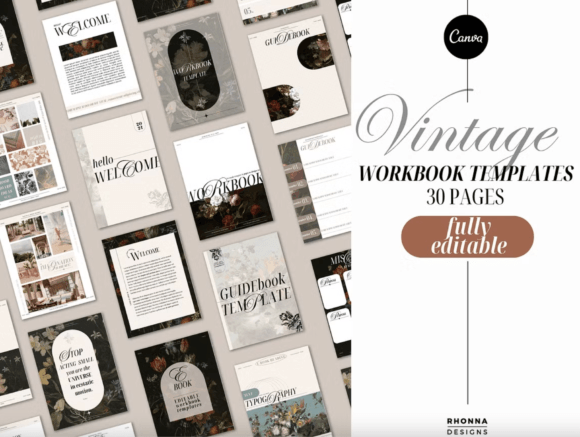 Vintage Canva Workbook Template Graphics