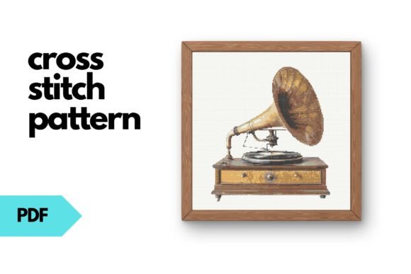 Vintage Gramophone Cross Stitch Pattern