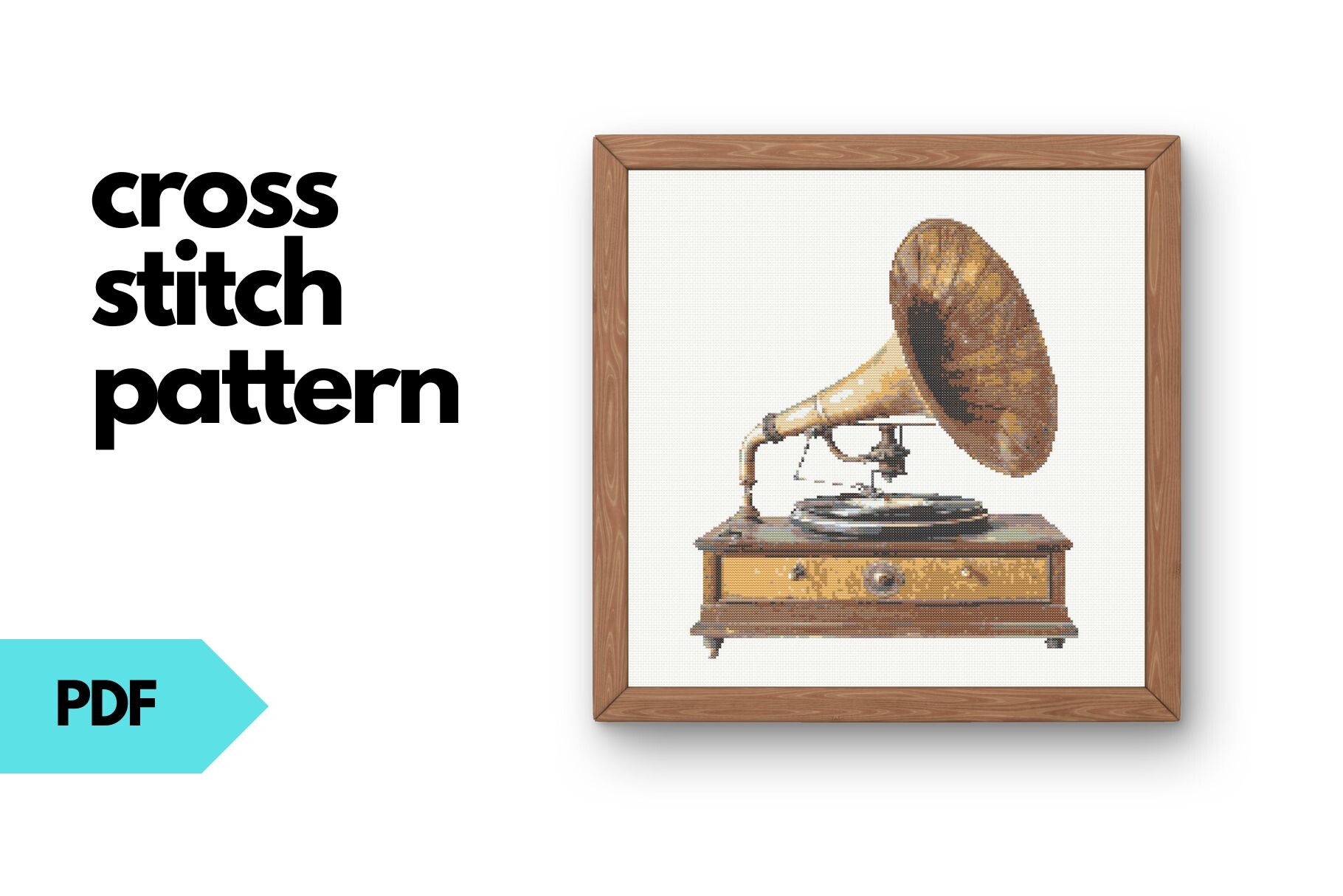 Vintage Gramophone Cross Stitch Pattern