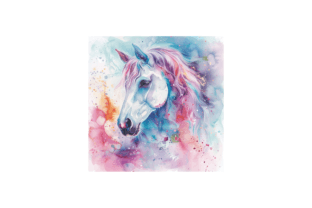 Watercolor Fantasy Horse Background Graphic by pcudesigns · Creative ...