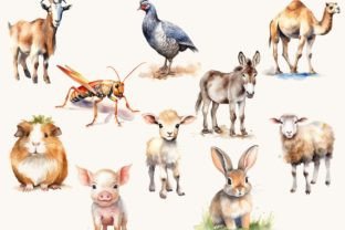 Watercolor Farm Animals Clipart Bundle Graphic by busydaydesign ...