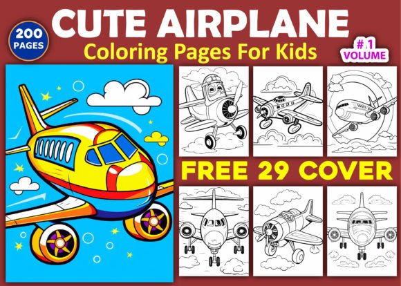 200 Cute Airplane Coloring Pages Vol - 1