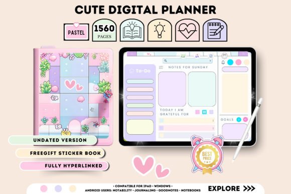 All in One Cute Digital Planner Graphic Graphic Templates By Tas Creative Studio