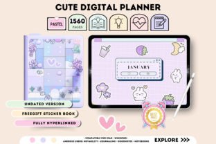 All in One Cute Undated Digital Planner Graphic by Tas Creative Studio ...