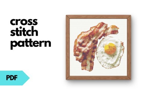 Bacon and Eggs Cross Stitch Pattern