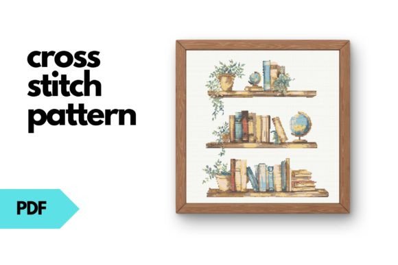 Bookshelves Cross Stitch Pattern