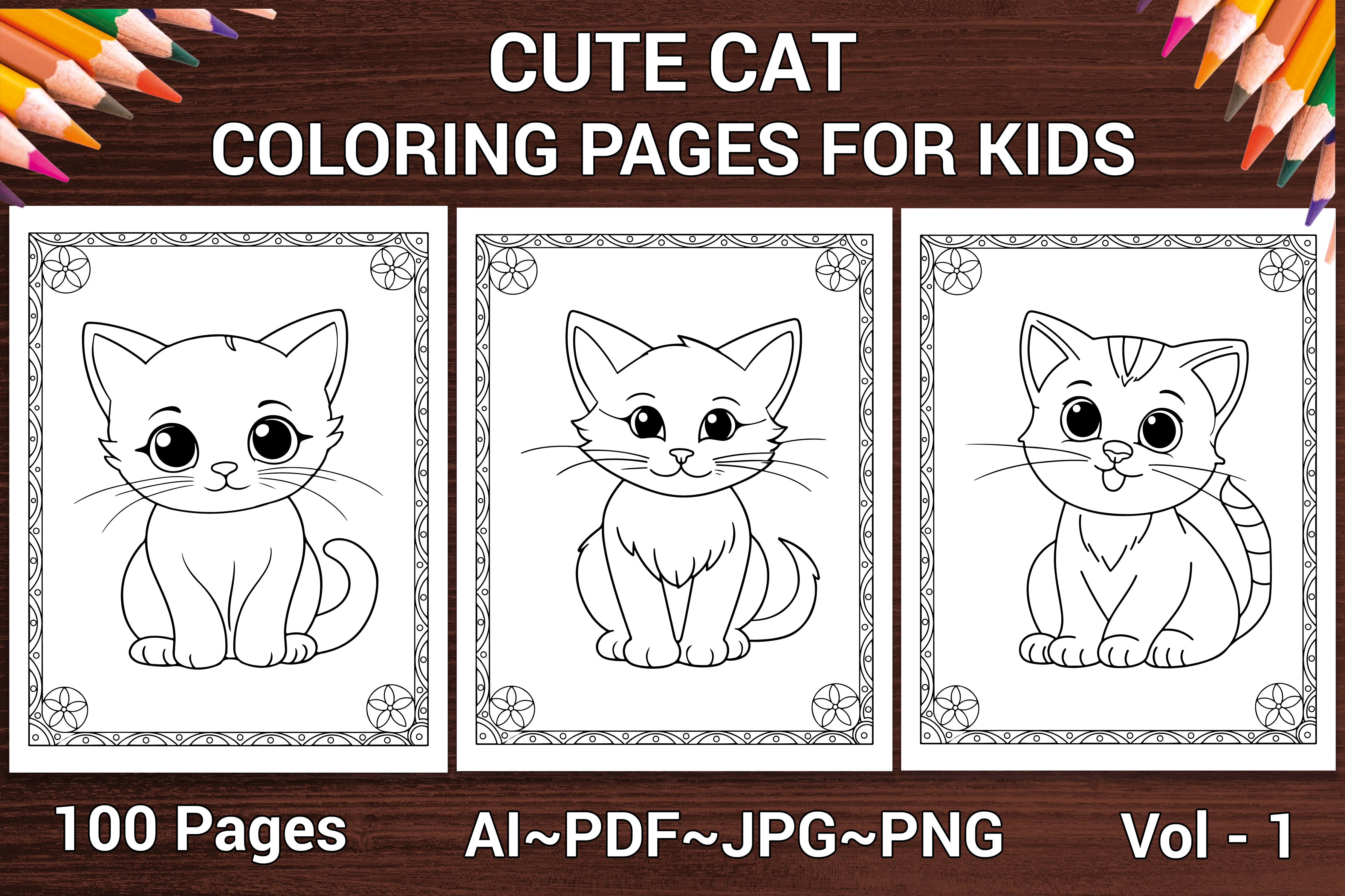 CUTE CAT COLORING PAGE for KIDS