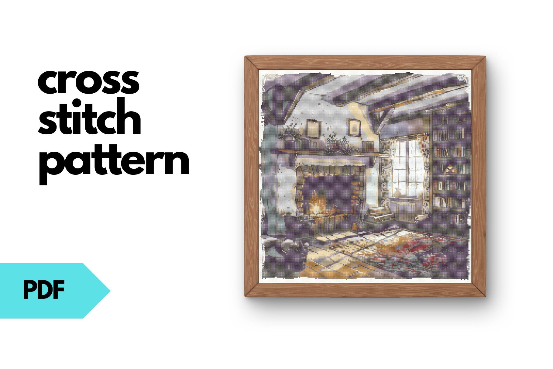 Cozy Fireplace Cross Stitch Pattern