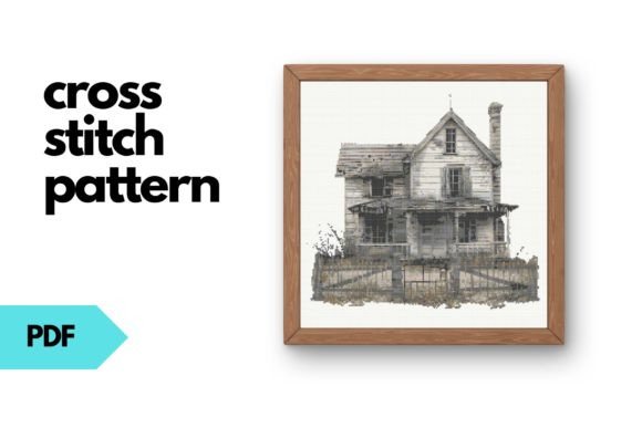 Creepy House Cross Stitch Pattern