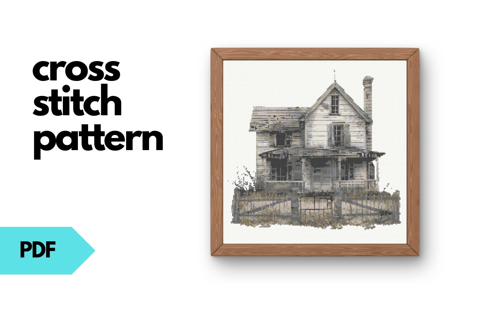Creepy House Cross Stitch Pattern