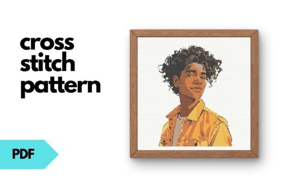Curly Hair Boy Cross Stitch