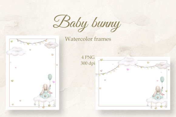 Cute Bunny. Frame for Baby. PNG.