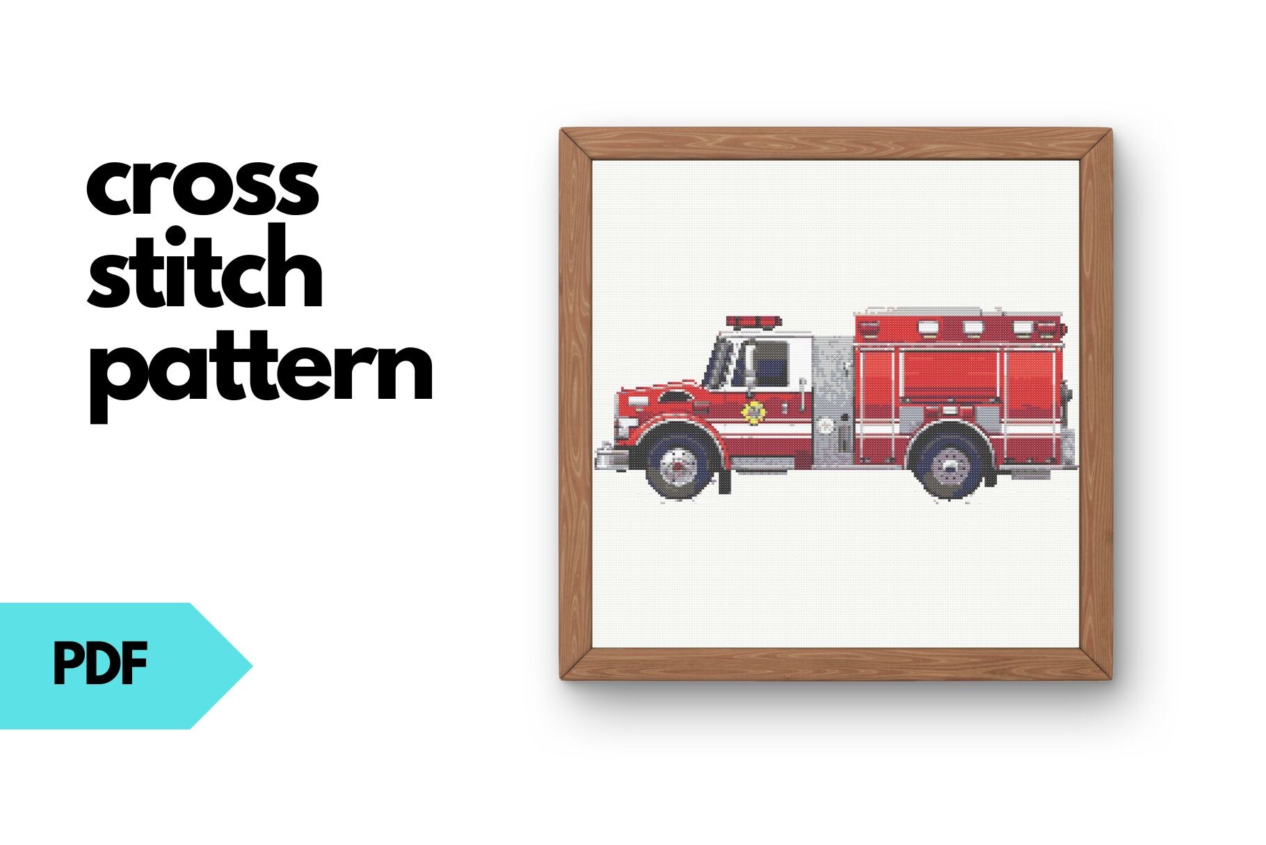 Fire Truck Cross Stitch Pattern