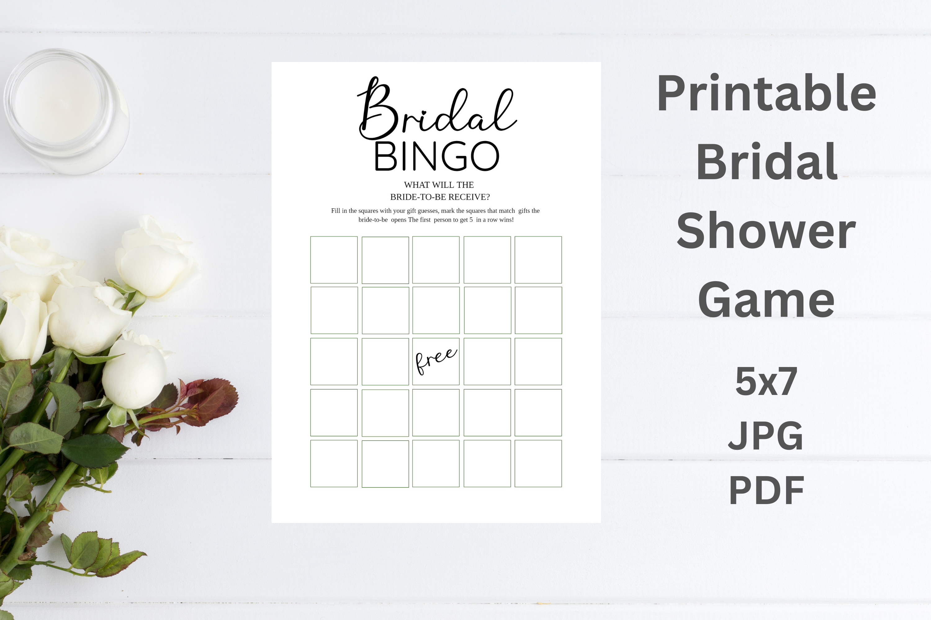 Printable Minimalism Bridal Bingo Game