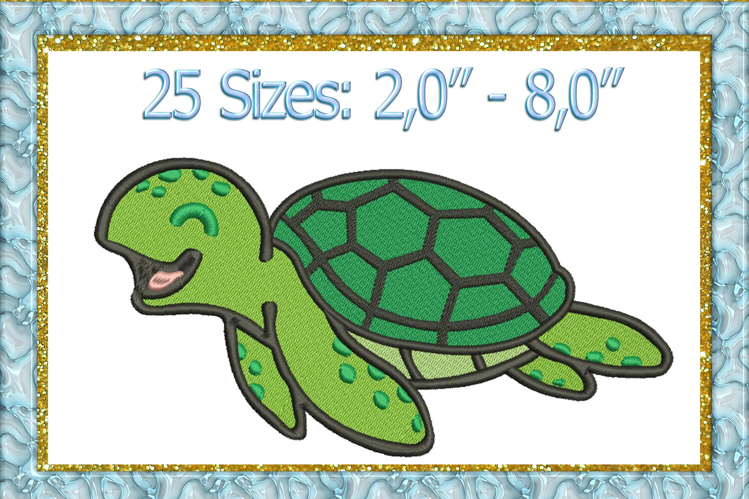Sea Turtle Embroidery Design