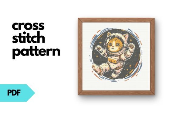 Space Cat Cross Stitch Pattern