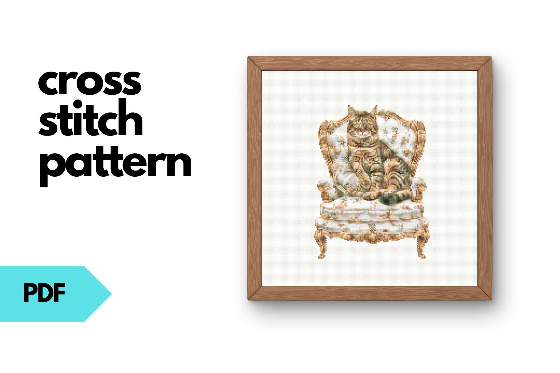 Tabby Cat Throne Cross Stitch Pattern