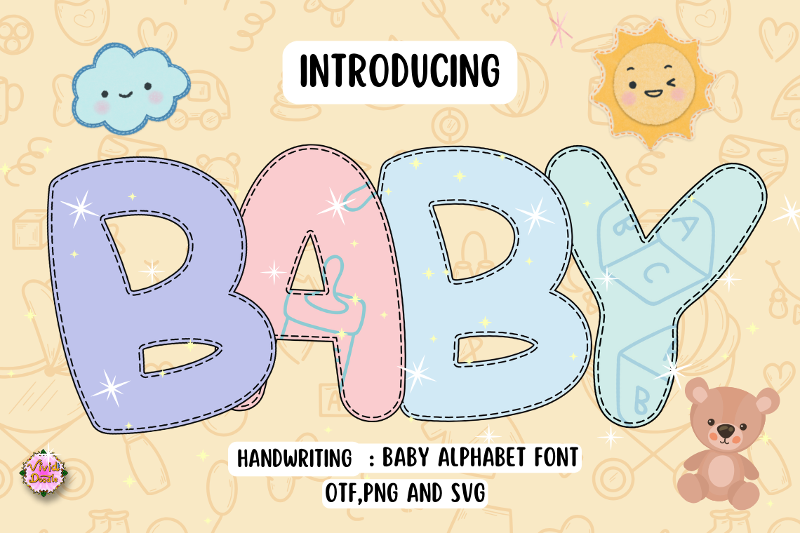 Baby Alphabet preview — pastel whimsical typeface
