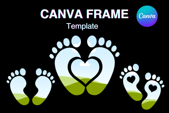 Baby footprints newborn Canva frame templates