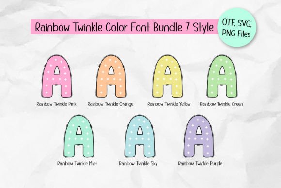 Rainbow Twinkle Font PNG with transparent background - Preview 1