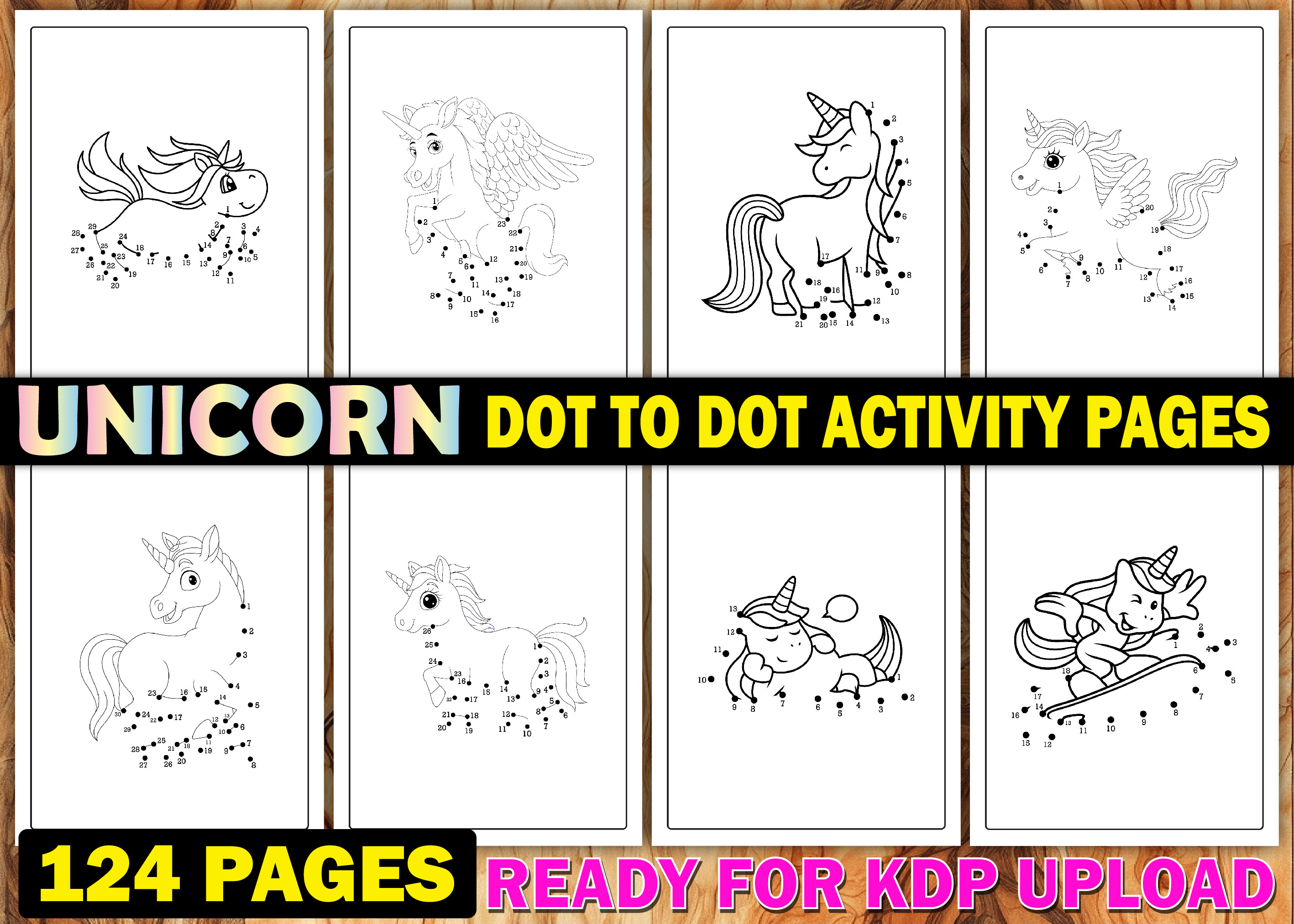 50 Unicorn Dot to Dot Activity Pages KDP
