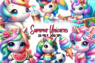 Cute Summer Unicorns Sublimation Clipart Graphic by Dreamshop ...