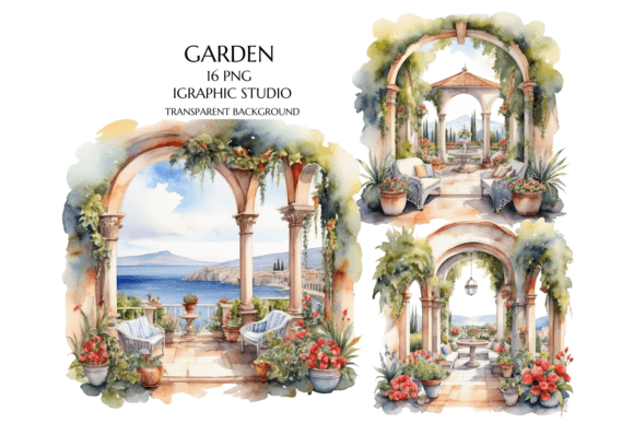 Mediterranean Garden Clipart,