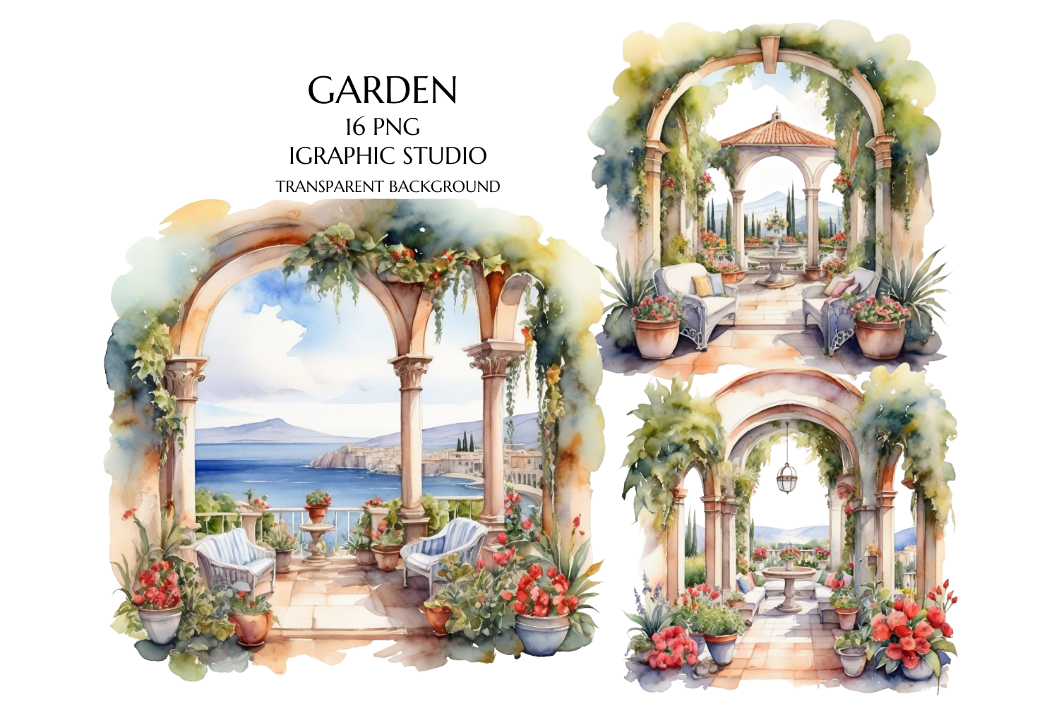 Mediterranean Garden Clipart,