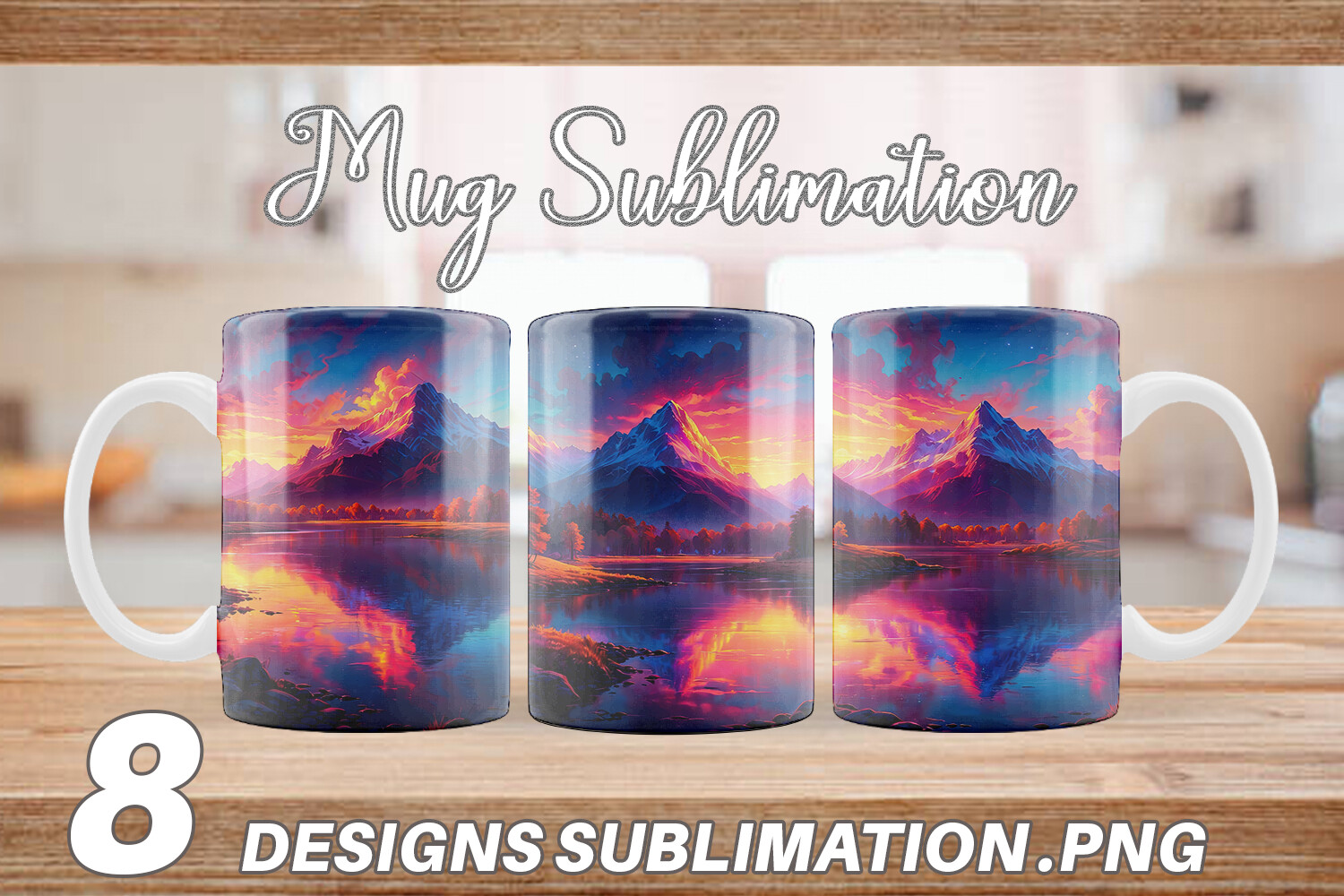 Mug Wrap Mountains and Lake Graphic by Artnoy · Creative Fabrica