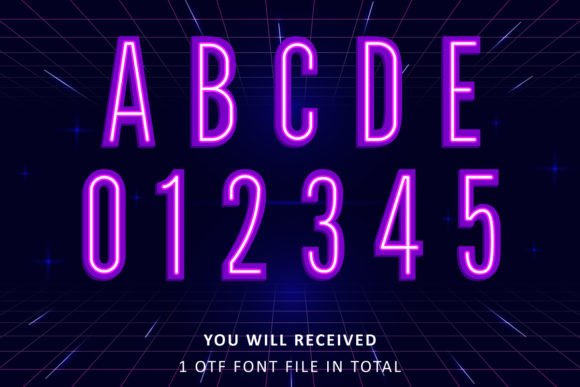 Neon Purple Font PNG with transparent background - Preview 1