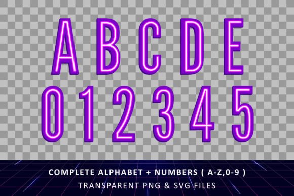 Neon Purple Font PNG with transparent background - Preview 2