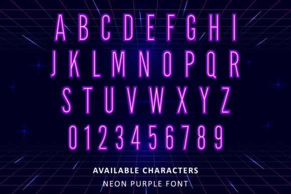 Neon Purple Font PNG with transparent background - Preview 3