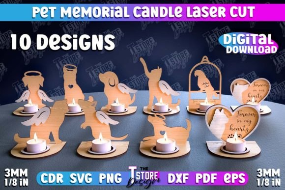 Pet Memorial Candle Holder Bundle Design SVG for remembrance gifts