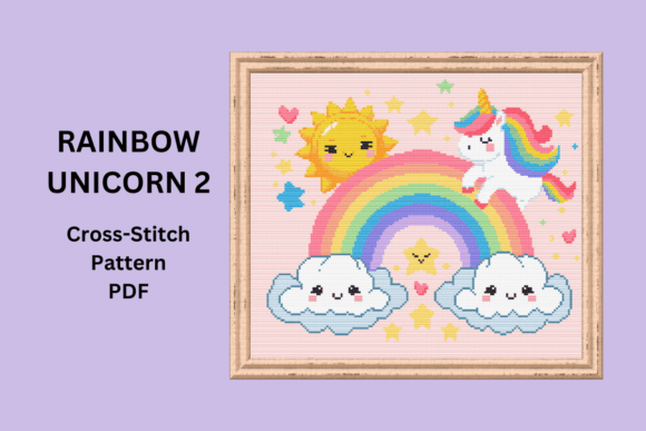 Rainbow Unicorn 2 Cross-Stitch Pattern